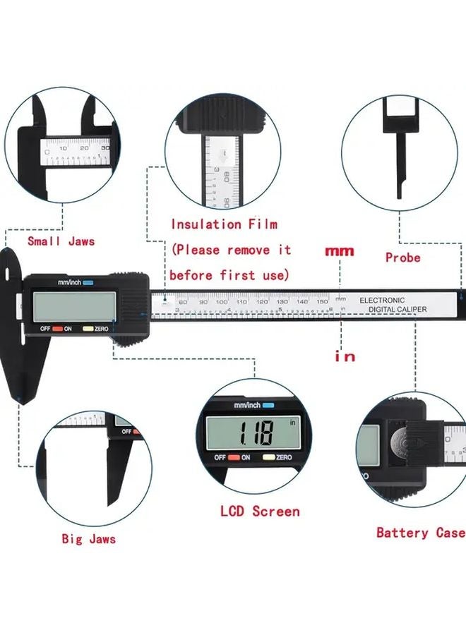 1pc Heavy Duty Digital Vernier Caliper Micrometer 150mm Large LCD Display 0 01in Resolution - Image 4